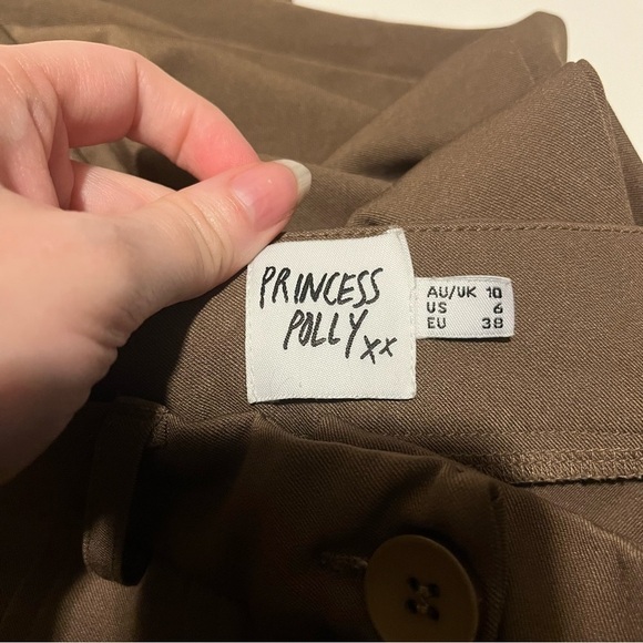 Princess Polly Womens Pants Brown 6 High Rise Wide Leg Polyester Blend - Picture 7 of 7